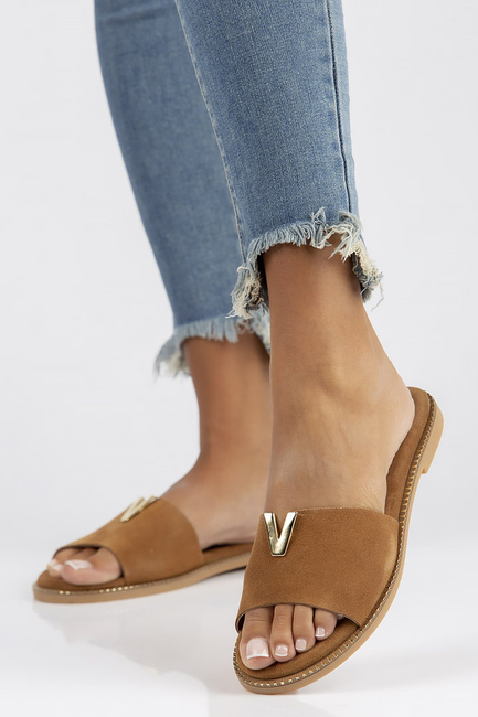 Skórzane klapki Filippo LH-200 Camel