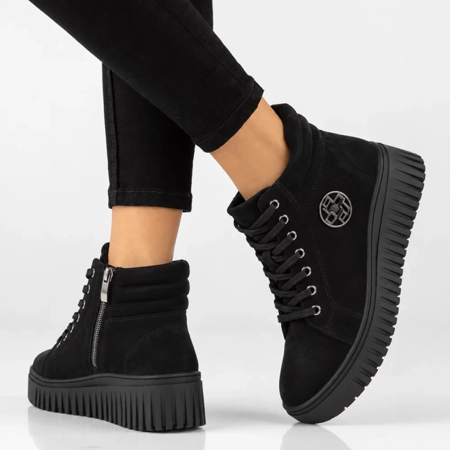 Leather platform ankle boots Filippo DBT8265/26 BK black