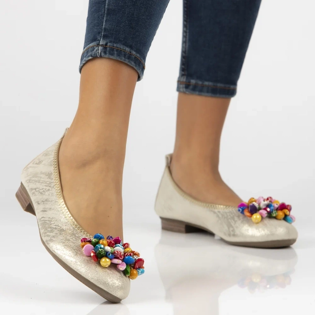 Skórzane baleriny Filippo DP6159/25 GO złote