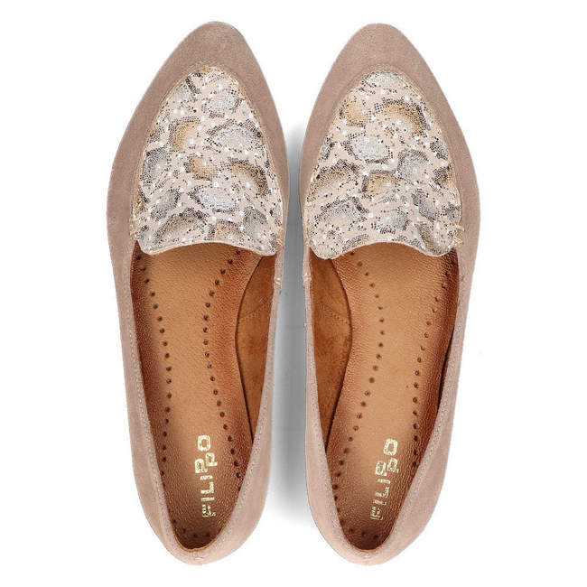 Skórzane mokasyny Filippo 04958 beżowe