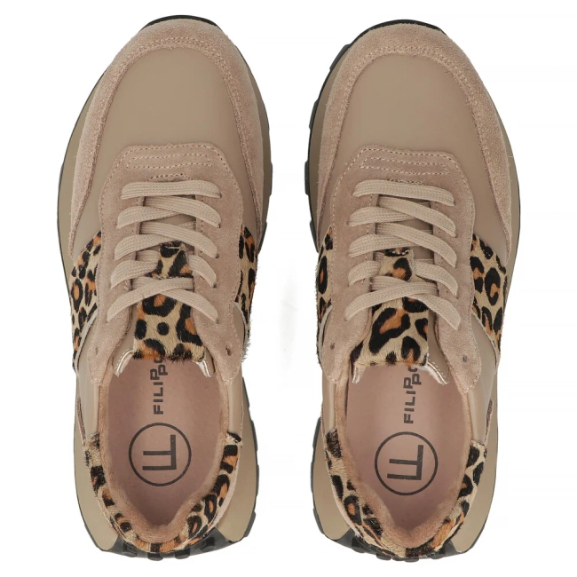 Skórzane sneakersy Filippo DP7112/25 BE LEO brązowe