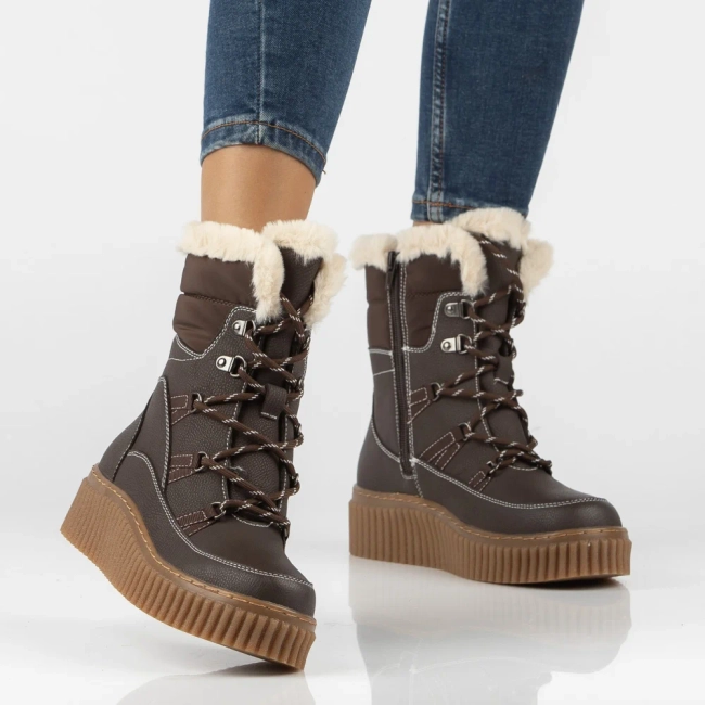 Leather platform ankle boots Filippo DBT7937/26 D BR brown