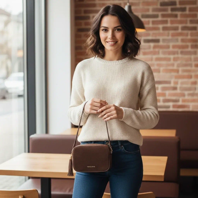 Leather handbag Toscanio G88 brown