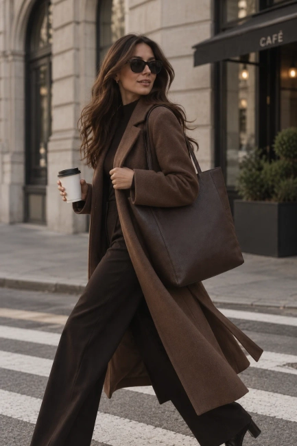 Leather handbag Toscanio A264 dark brown