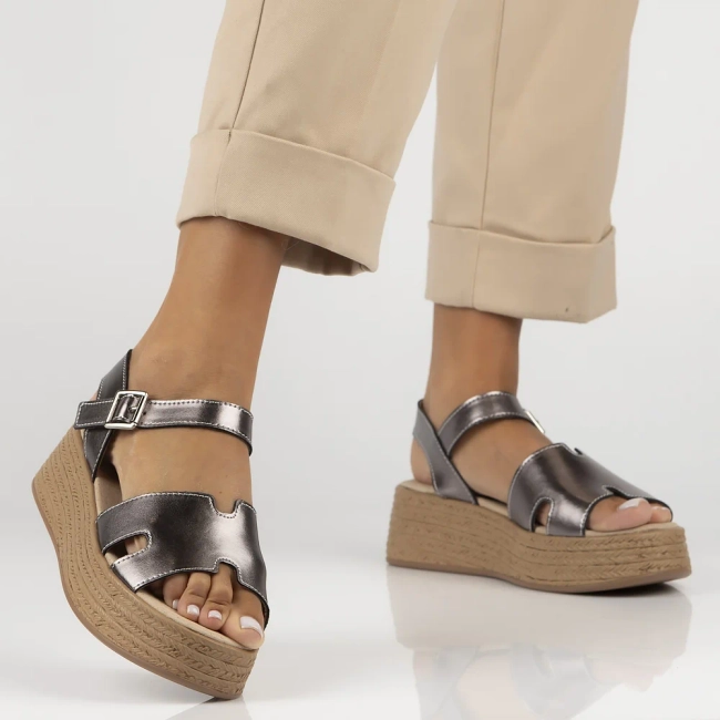 Leather sandals Filippo DS7024/25 GN gun metal