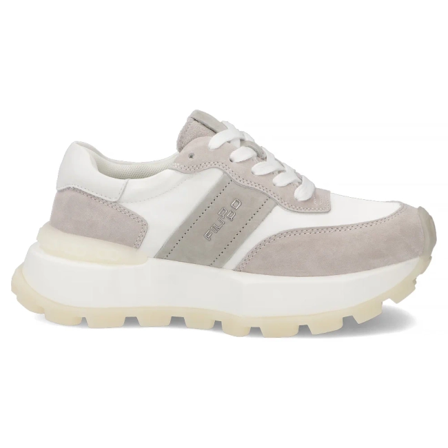 Skórzane sneakersy na platformie Filippo DP7545/26 WH białe