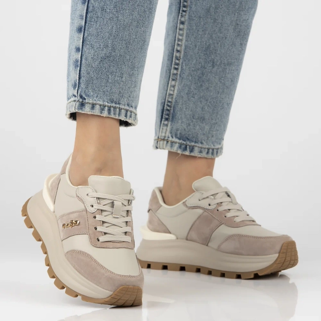 Skórzane sneakersy Filippo DP7003/25 BE beżowe