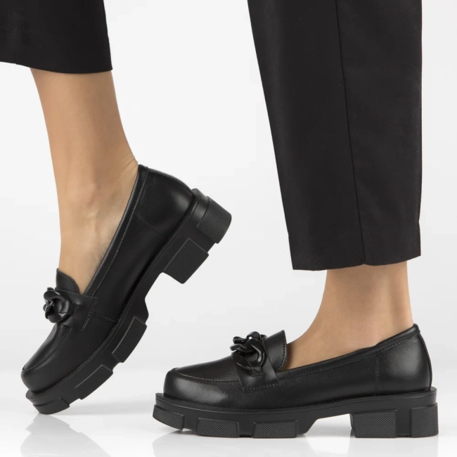 Skórzane półbuty na platformie Filippo DP3221/23 BK BK czarne