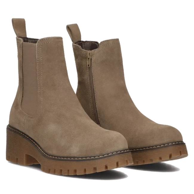 Skórzane botki na platformie Filippo DBT4805/23 BE beżowe