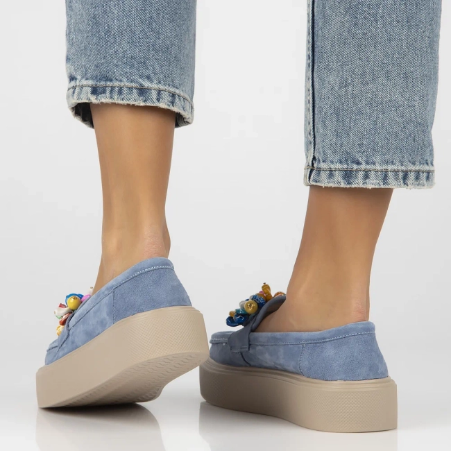 Skórzane mokasyny Filippo DP6765/25 BL niebieskie