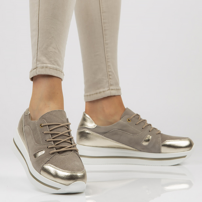 Skórzane sneakersy Filippo DP3407/21 BE Beżowe