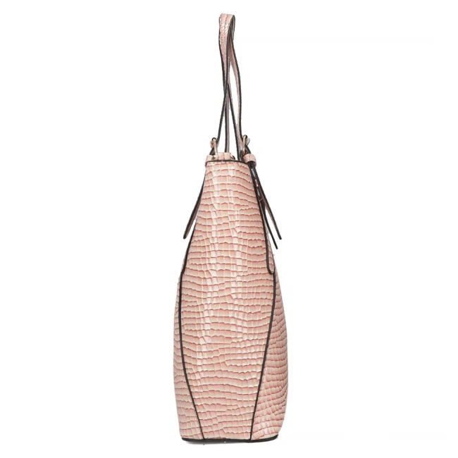 Jasnoróżowa torebka shopper pink croco