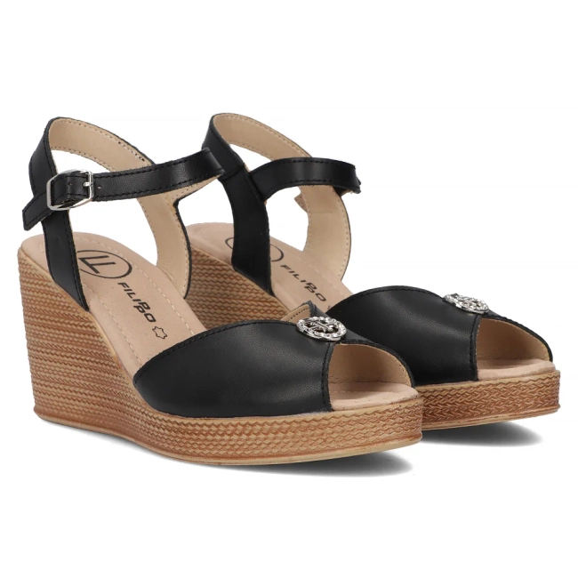 Leather sandals Filippo DS6026/24 BK black