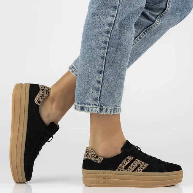 Leather sneakers Filippo DP6744/25 BK LEO black