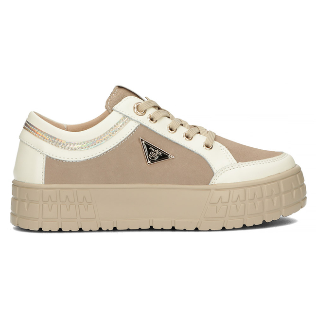 Skórzane półbuty na platformie Filippo DP4245/23 BE beżowe