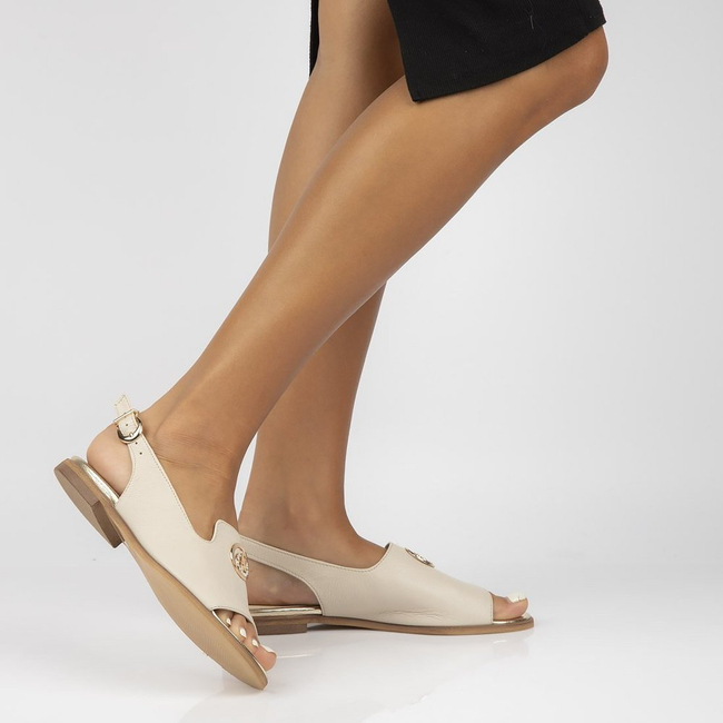 Skórzane sandały Filippo 116 beżowe