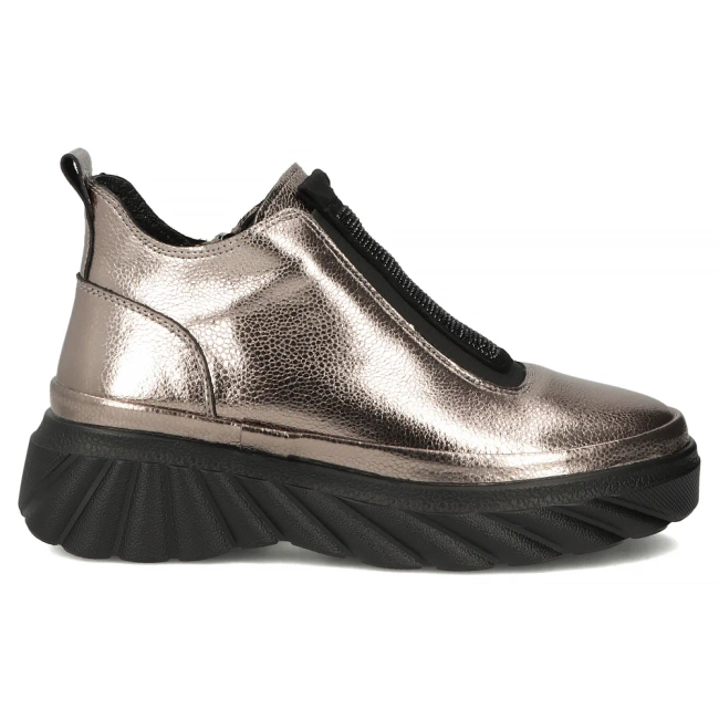 Skórzane botki na platformie Filippo DBT7426/25 GN gun metal