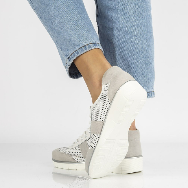 Leather shoes Filippo DP028/21 WH white lace-up