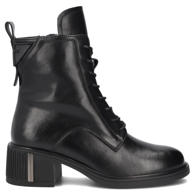 Skórzane botki na obcasie Filippo DBT8019/26 BK czarne