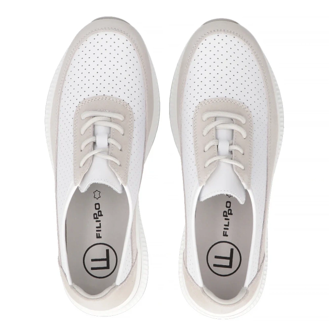 Leather shoes Filippo DP6717/25 WH GR white-grey