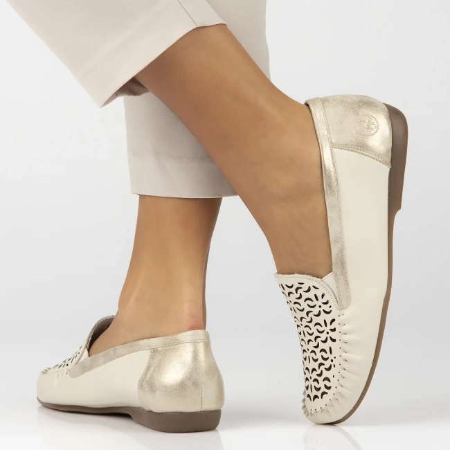 Leather loafers Rieker L6350-60 beige