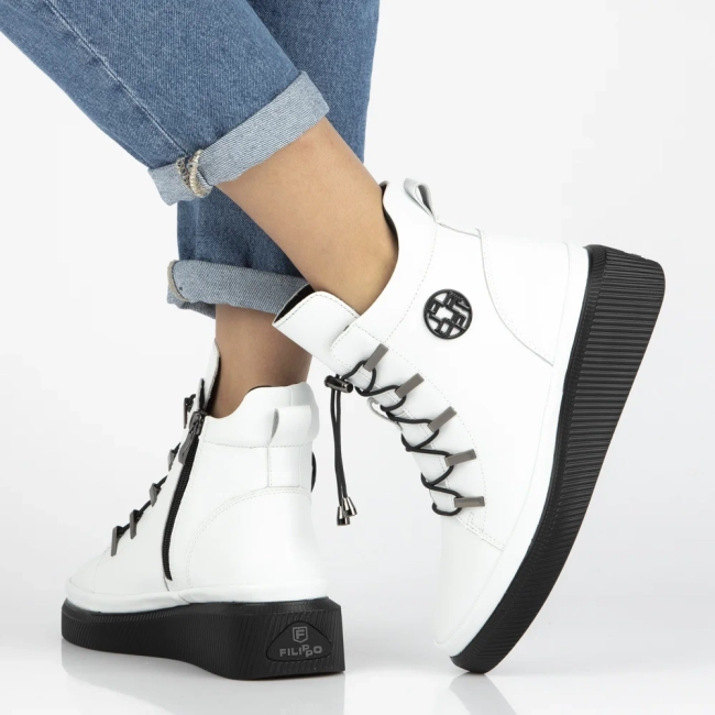 Leather ankle boots Filippo DBT7416/25 WH white