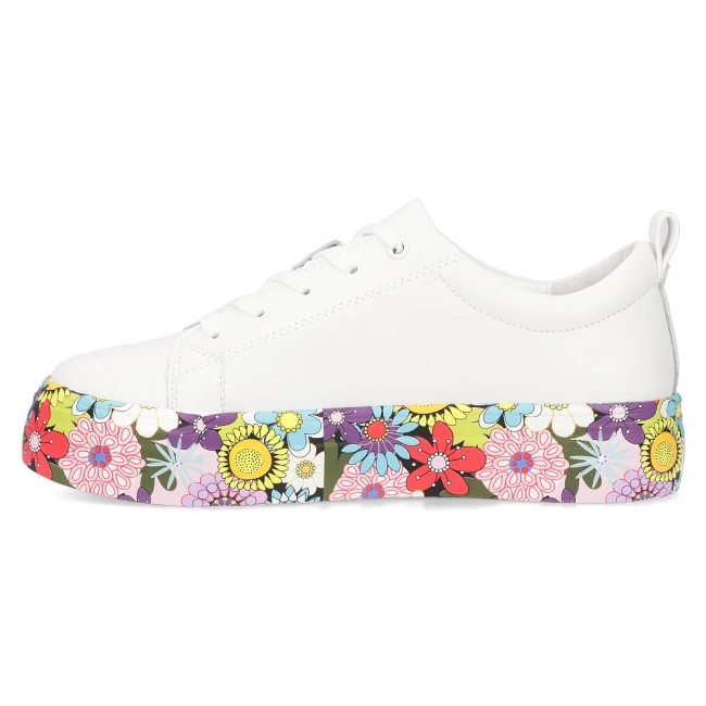 Skórzane sneakersy Filippo DP6048/25 WH FL białe kwiaty