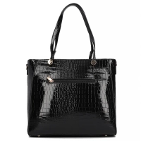 Black shopper bag croc effect