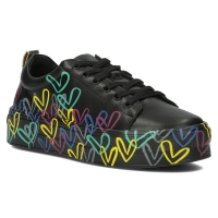 Skórzane półbuty na platformie Filippo DP3533/24 BK MLT czarne