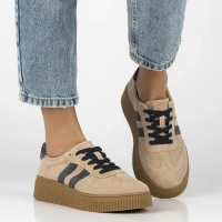 Skórzane sneakersy Filippo DP6776/25 BE GR beżowo szare