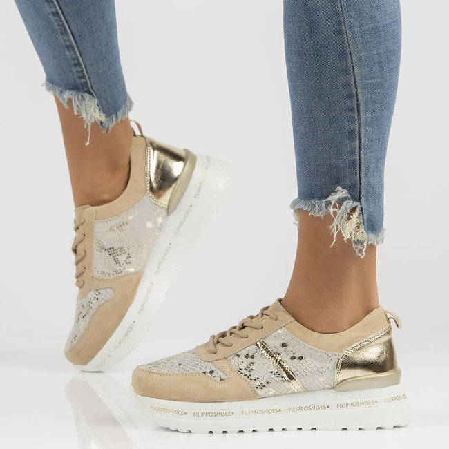 Leather sneakers Filippo DP3691/22 BE GO beige