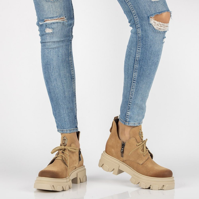 Leather boots Filippo 30056 beige velor