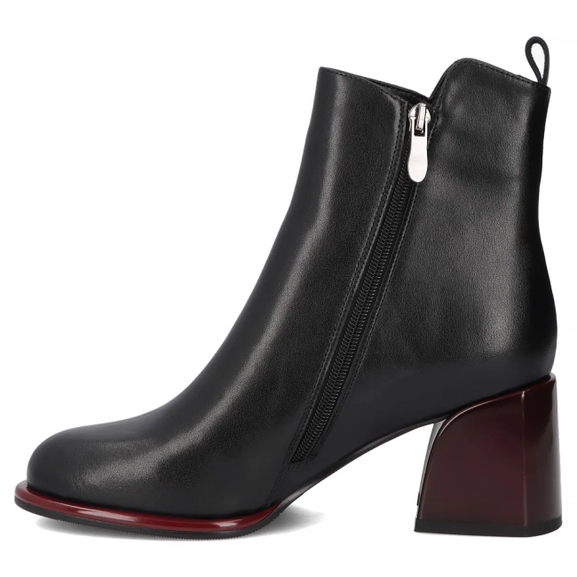 Skórzane botki na obcasie Filippo DBT7363/26 BK RD czarne