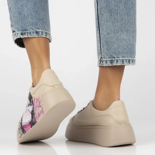 Skórzane sneakersy Filippo DP6835/25 BE beżowe