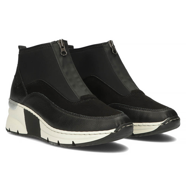 Skórzane sneakersy Rieker N6352-01 czarne