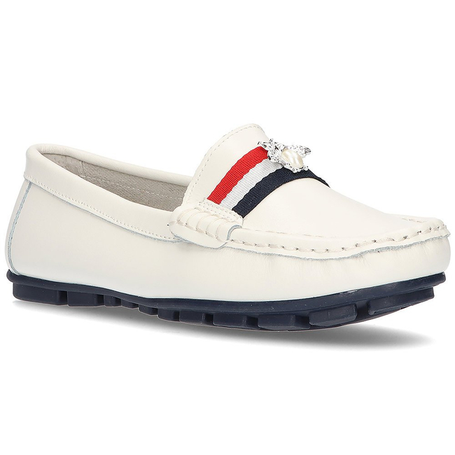 Skórzane mokasyny Filippo DP1406/21 WH białe