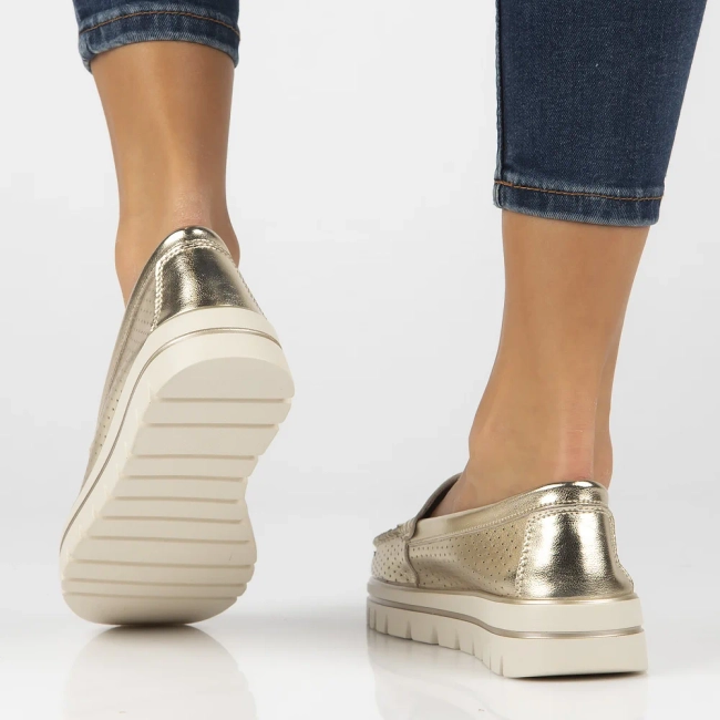 Skórzane mokasyny Filippo DP7006/25 GO złote