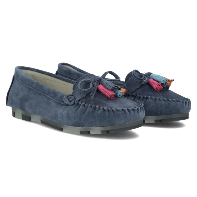 Skórzane mokasyny Filippo DP6136/24 NV granatowe