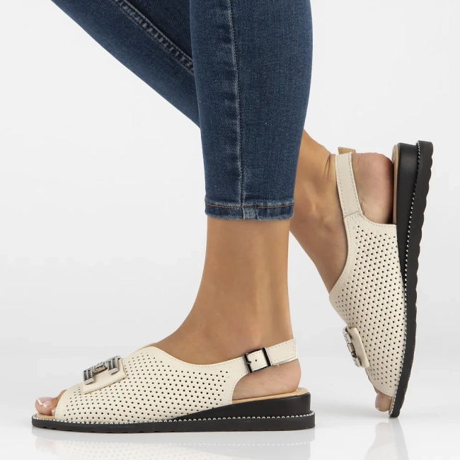 Skórzane sandały Filippo DS6032/25 BE beżowe