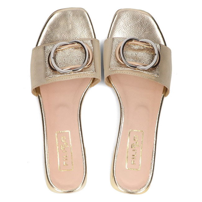 Skórzane klapki Filippo 118 złote