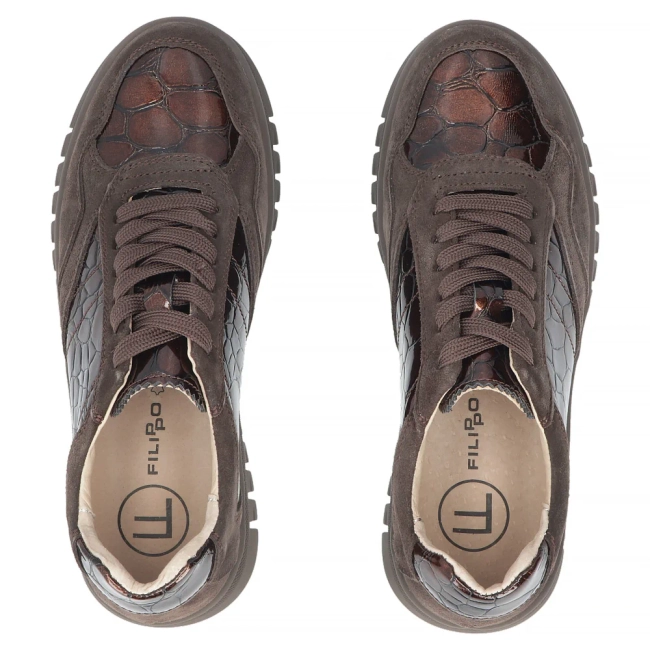 Skórzane sneakersy Filippo DP8103/26 D BR brązowe