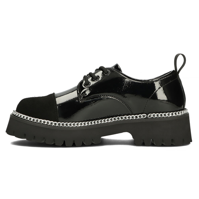 Skórzane półbuty na platformie Filippo DP4581/23 BK czarne