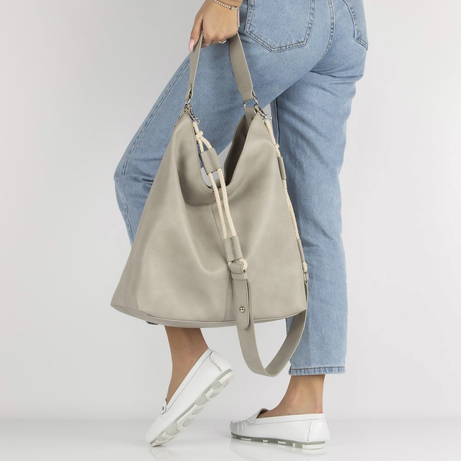 Filippo Handbag TD0157/21 LG light grey bag with decorative drawstring