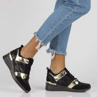 Leather sneakers Filippo DP3170/21 BK black gold