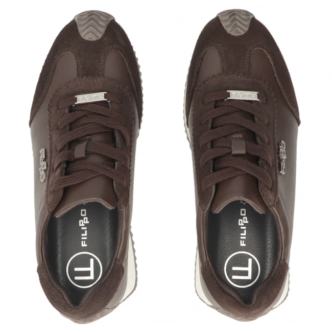 Skórzane sneakersy Filippo DP7979/26 D BR brązowe
