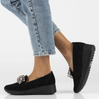 Skórzane półbuty na koturnie Filippo DP4563/24 BK czarne