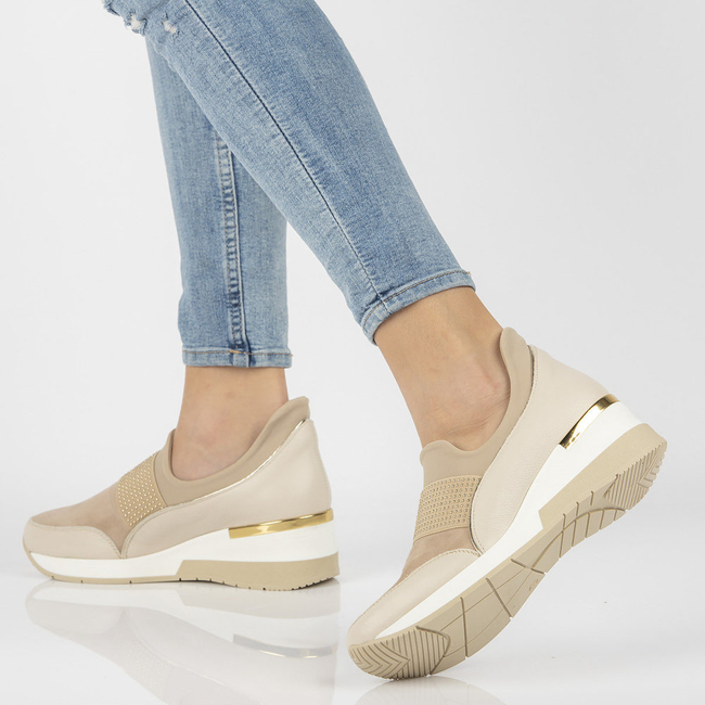 Skórzane sneakersy Filippo 089 beżowe