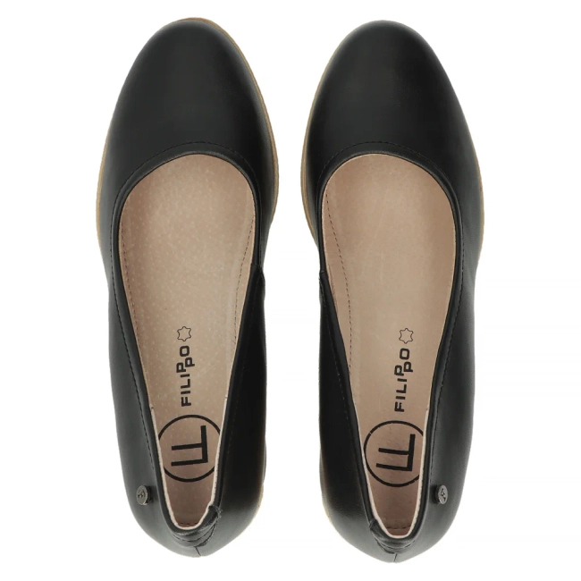 Skórzane półbuty na koturnie Filippo DP3521/24 BK czarne