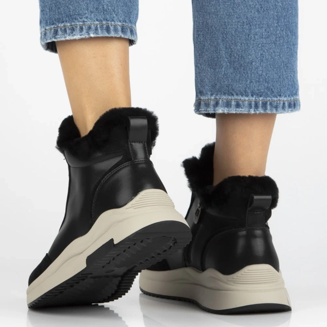 Skórzane botki na platformie Filippo DBT7177/25 BK czarne