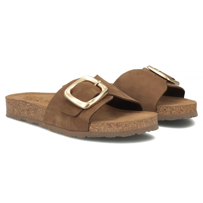 Skórzane klapki Yokono JERBA-114 NOBUCK MOCHA brązowe